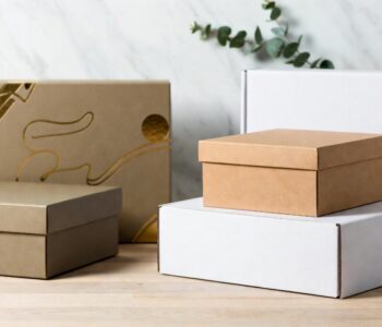 Elegant arrangement of premium sustainable custom packaging boxes representing bespoke UK packaging solutions by PackagingX