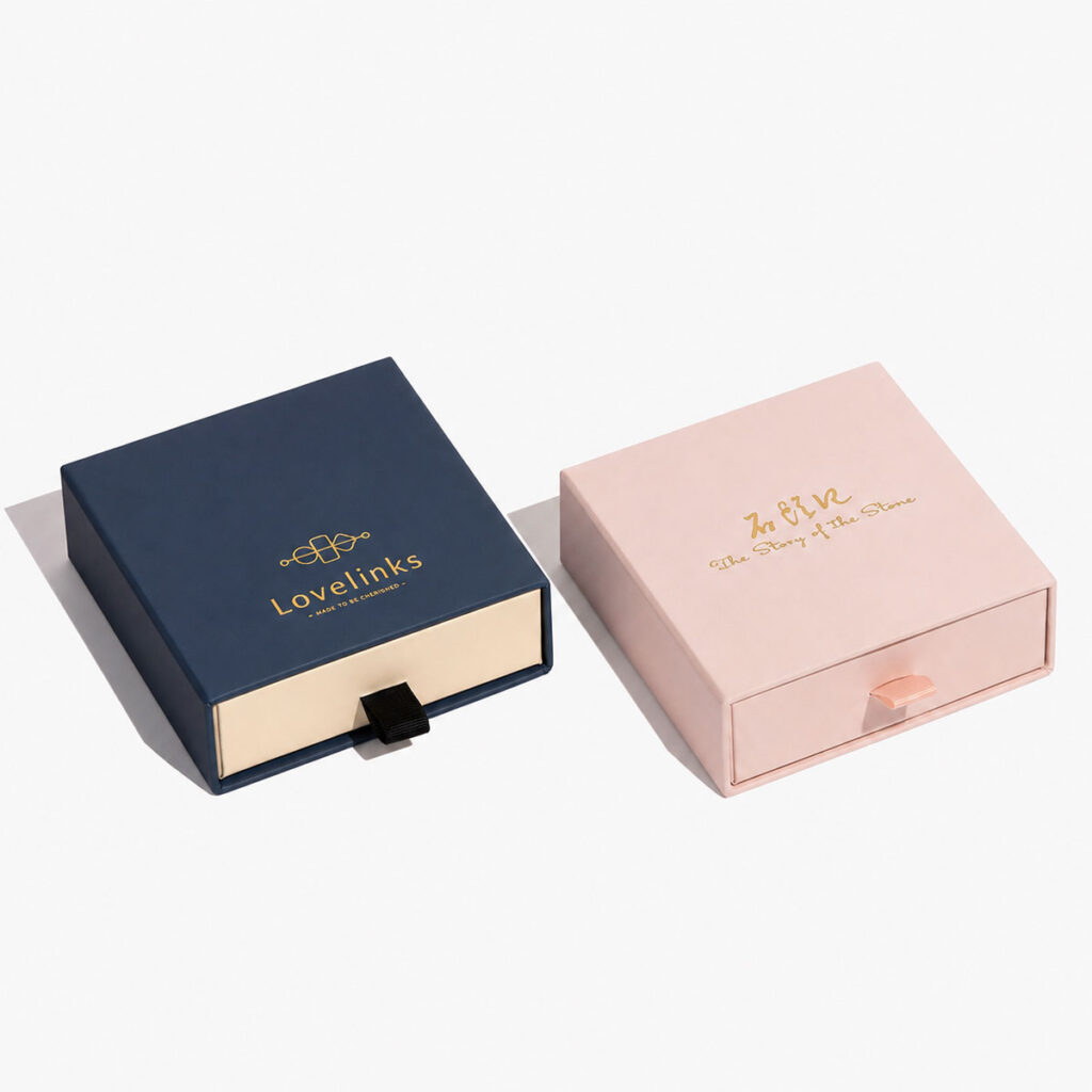 Custom drawer boxes with logo and sliding tray